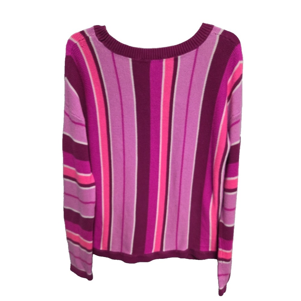 Lilly Pulitzer Bordeaux Berry Daryn Sweater Multi Stripe Sz Large Crew Neck